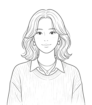 女性のラインイラスト（装飾）